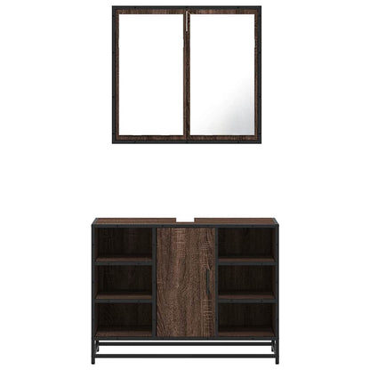 vidaXL 2-tlg. Badmöbel-Set Braun Eichen-Optik Holzwerkstoff