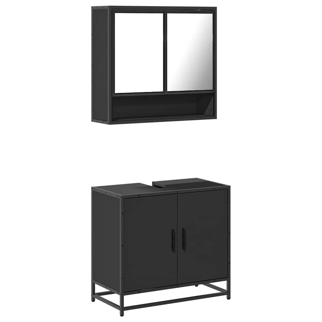 vidaXL Ensemble de meubles de salle de bain 2 pièces Noir Bois d'ingénierie