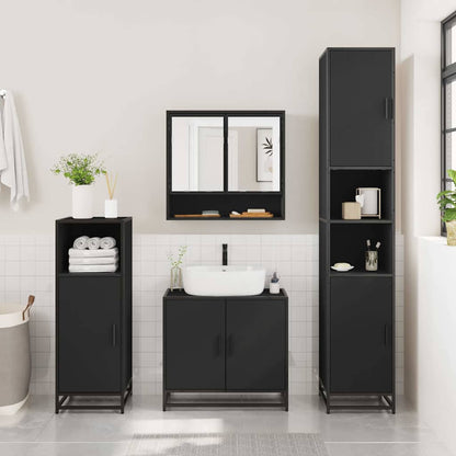 vidaXL Ensemble de meubles de salle de bain 2 pièces Noir Bois d'ingénierie