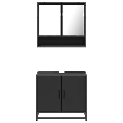 vidaXL Ensemble de meubles de salle de bain 2 pièces Noir Bois d'ingénierie
