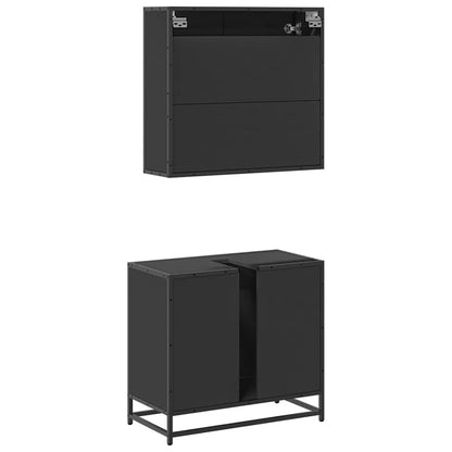 vidaXL Ensemble de meubles de salle de bain 2 pièces Noir Bois d'ingénierie