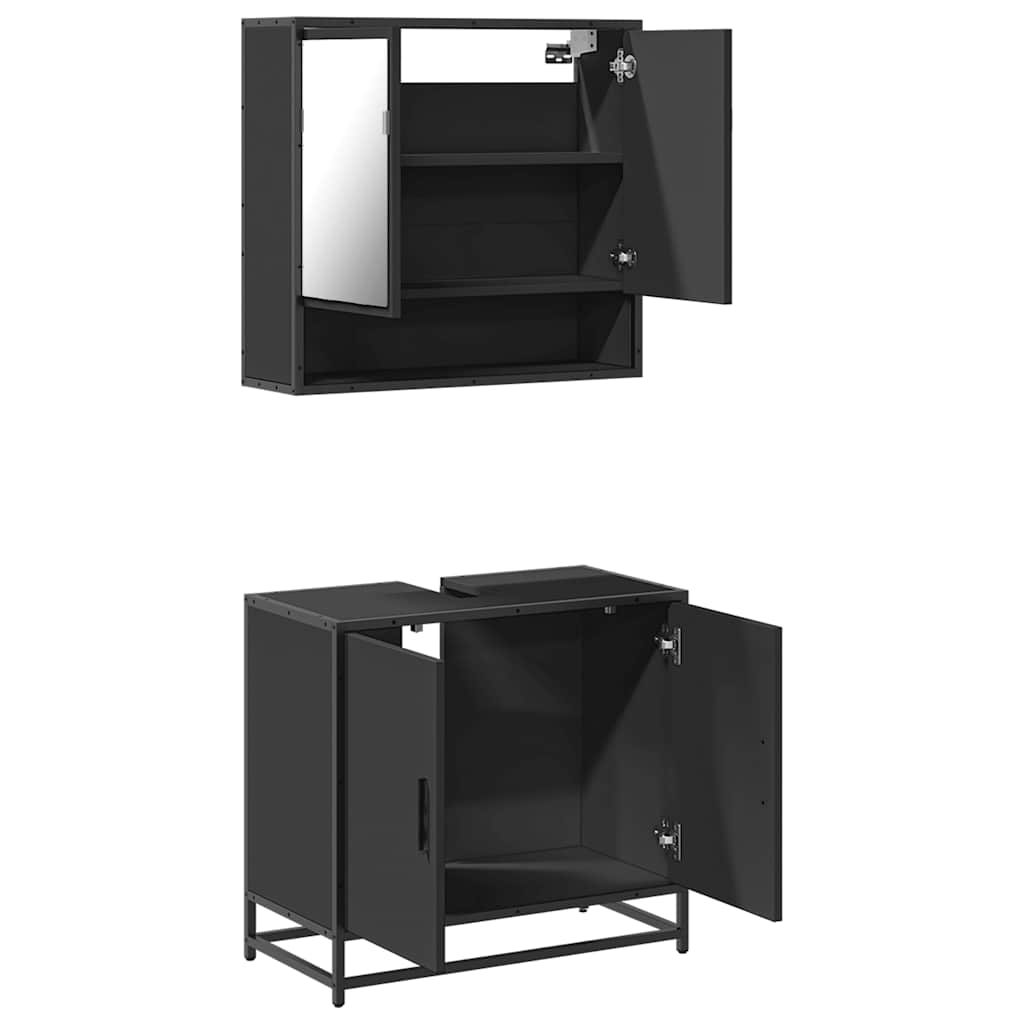 vidaXL Ensemble de meubles de salle de bain 2 pièces Noir Bois d'ingénierie