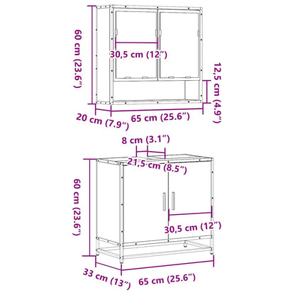 vidaXL Ensemble de meubles de salle de bain 2 pièces Noir Bois d'ingénierie