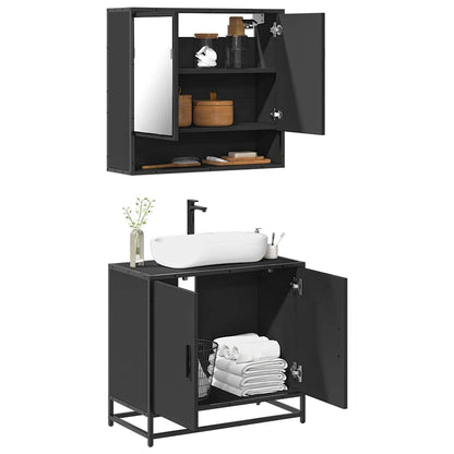 vidaXL Ensemble de meubles de salle de bain 2 pièces Noir Bois d'ingénierie