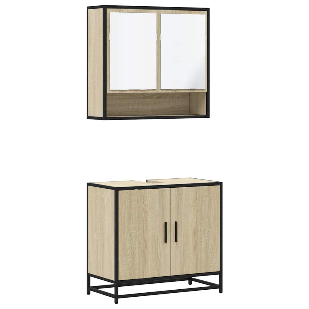 vidaXL Ensemble de meubles de salle de bain 2 pièces Aggloméré chêne Sonoma