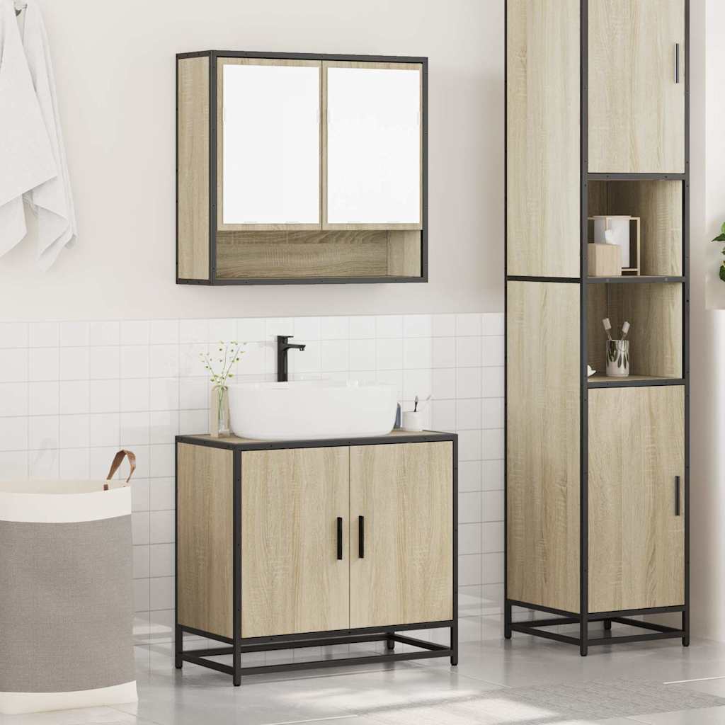 vidaXL Ensemble de meubles de salle de bain 2 pièces Aggloméré chêne Sonoma