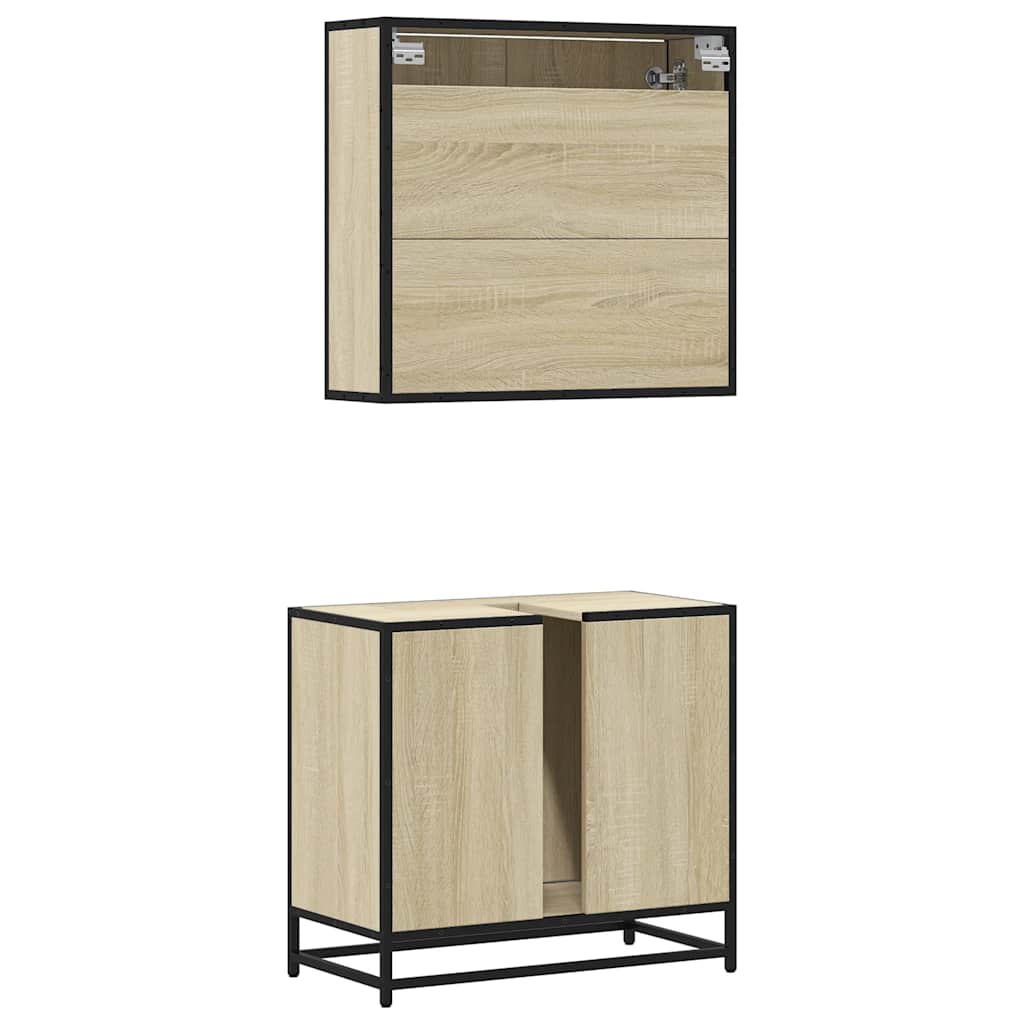 vidaXL Ensemble de meubles de salle de bain 2 pièces Aggloméré chêne Sonoma