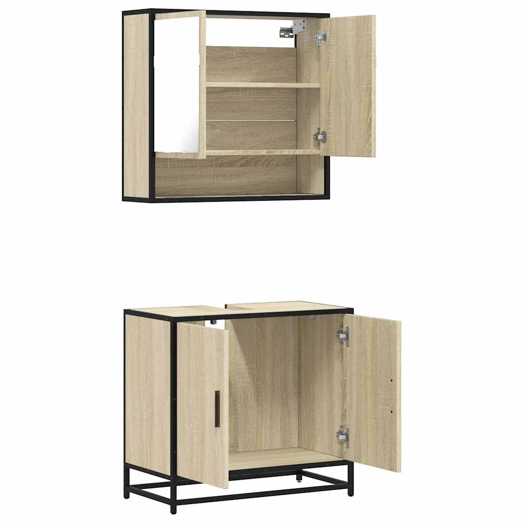 vidaXL Ensemble de meubles de salle de bain 2 pièces Aggloméré chêne Sonoma
