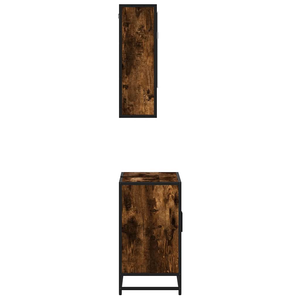vidaXL 2-tlg. Badmöbel-Set Räuchereiche Holzwerkstoff