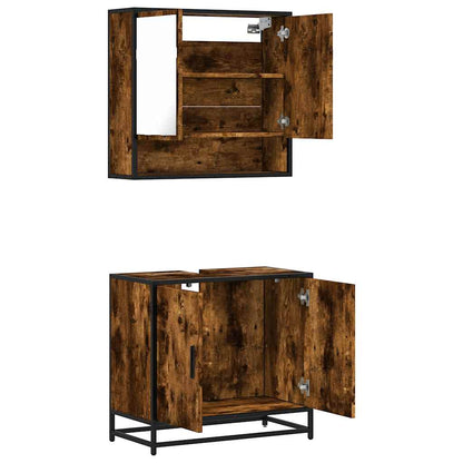 vidaXL 2-tlg. Badmöbel-Set Räuchereiche Holzwerkstoff