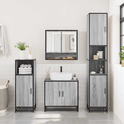 vidaXL 2-tlg. Badmöbel-Set Grau Sonoma Holzwerkstoff