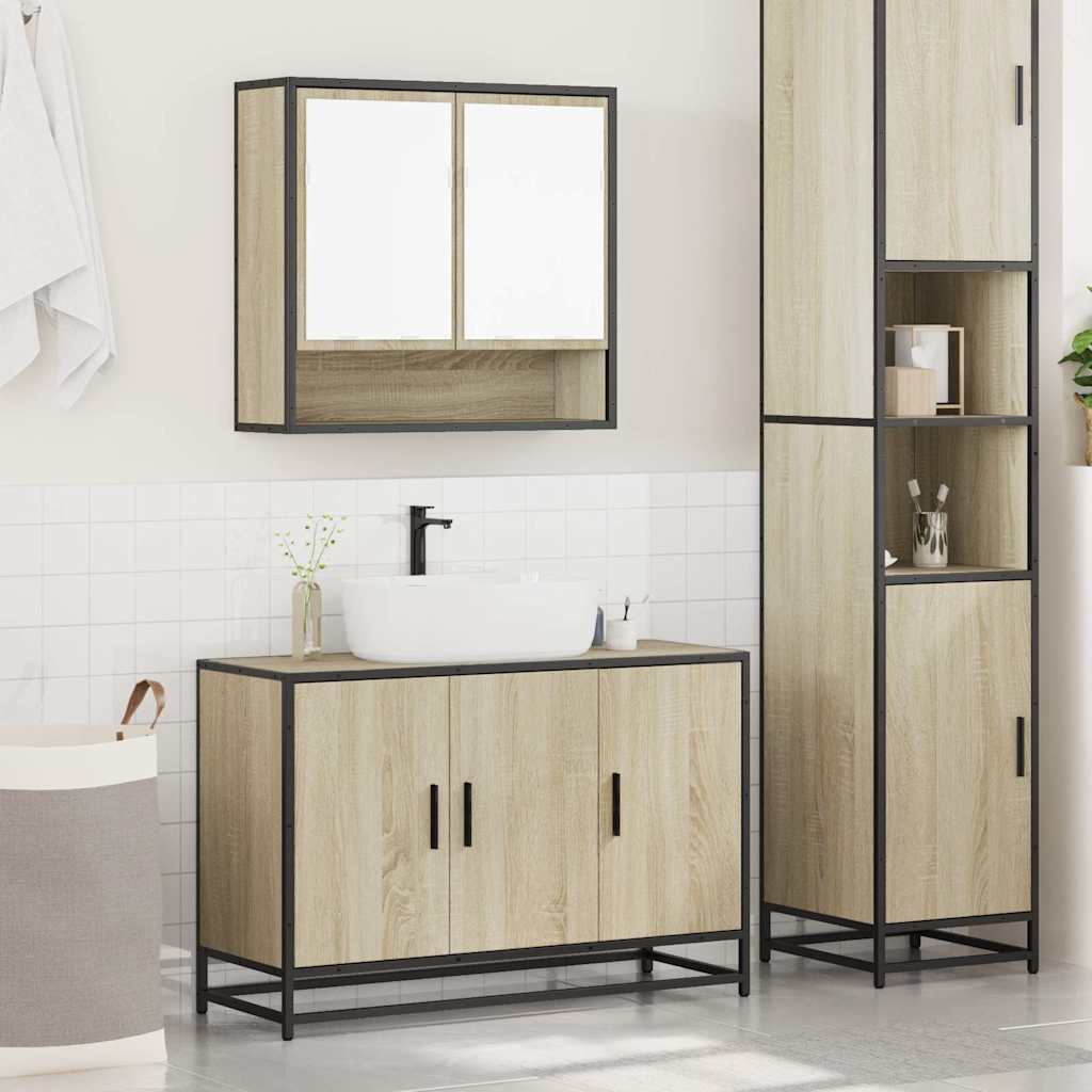 vidaXL Ensemble de meubles de salle de bain 2 pièces Aggloméré chêne Sonoma