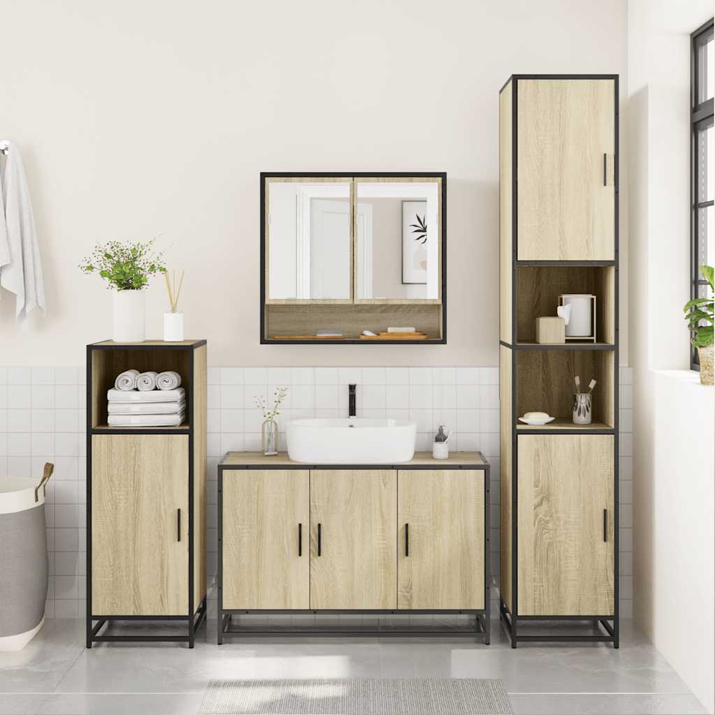 vidaXL Ensemble de meubles de salle de bain 2 pièces Aggloméré chêne Sonoma