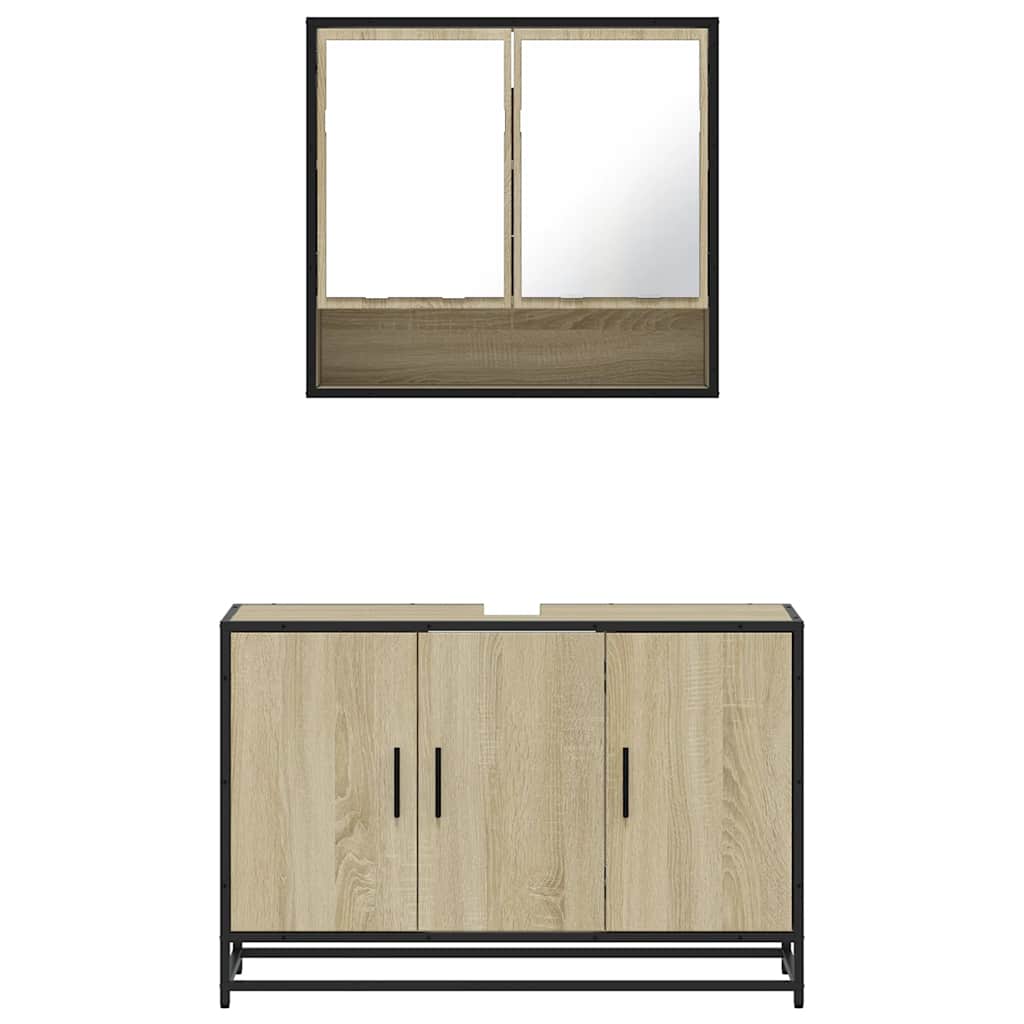 vidaXL Ensemble de meubles de salle de bain 2 pièces Aggloméré chêne Sonoma