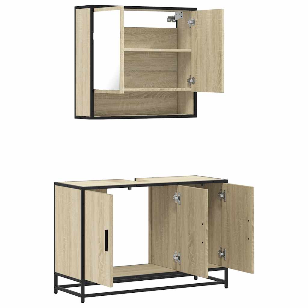 vidaXL Ensemble de meubles de salle de bain 2 pièces Aggloméré chêne Sonoma
