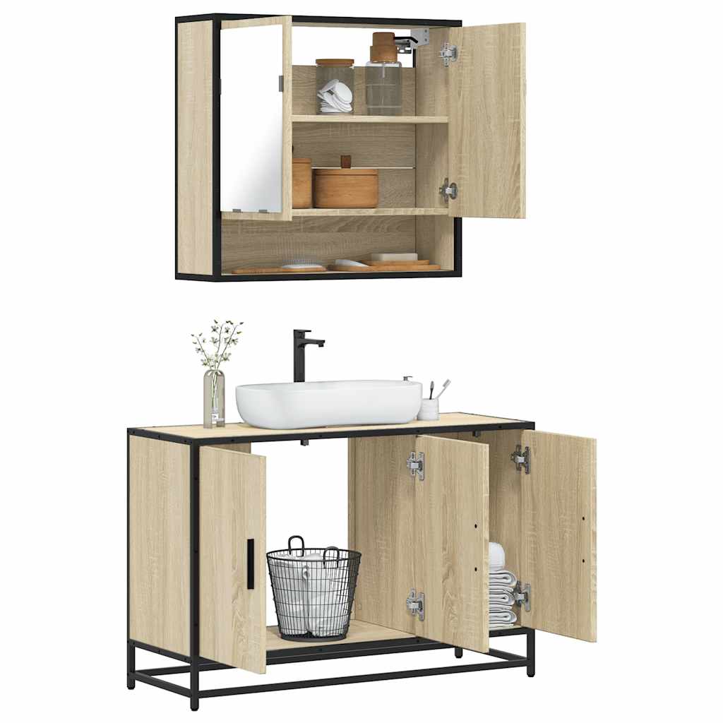 vidaXL Ensemble de meubles de salle de bain 2 pièces Aggloméré chêne Sonoma