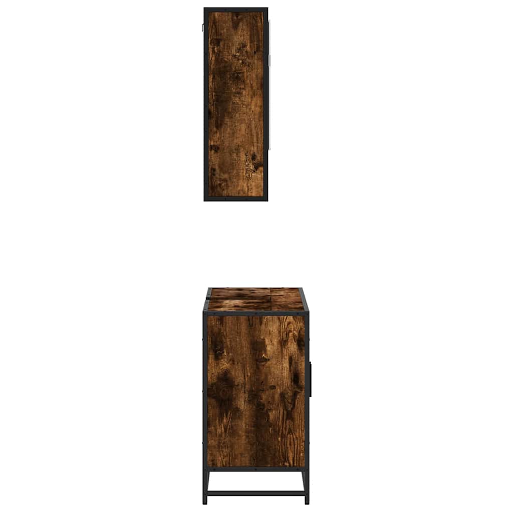 vidaXL 2-tlg. Badmöbel-Set Räuchereiche Holzwerkstoff