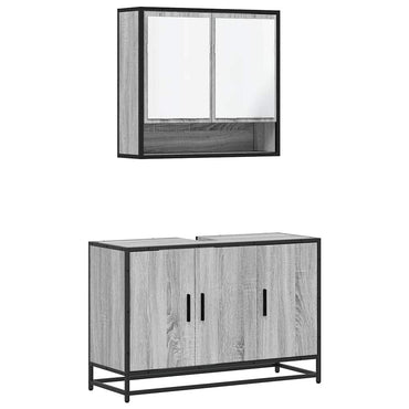 vidaXL Ensemble de meubles de salle de bain 2 pcs Gris Chêne Sonoma Aggloméré
