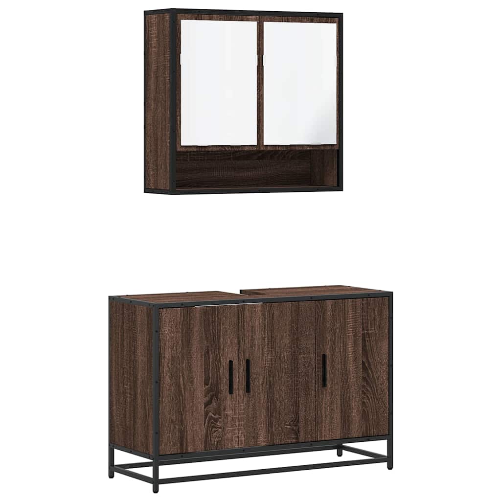 vidaXL 2-tlg. Badmöbel-Set Braun Eichen-Optik Holzwerkstoff