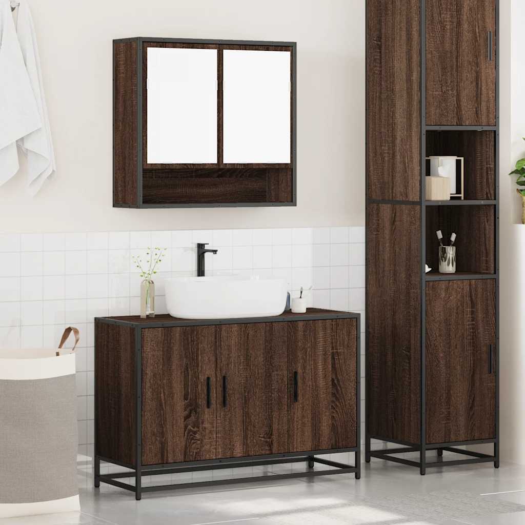vidaXL 2-tlg. Badmöbel-Set Braun Eichen-Optik Holzwerkstoff