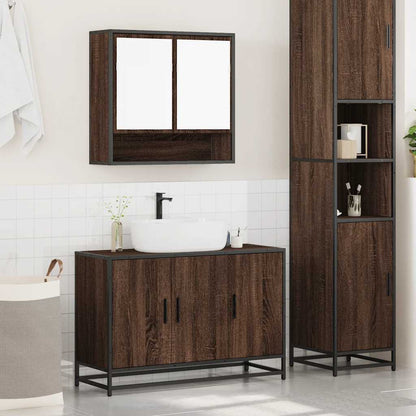 vidaXL 2-tlg. Badmöbel-Set Braun Eichen-Optik Holzwerkstoff