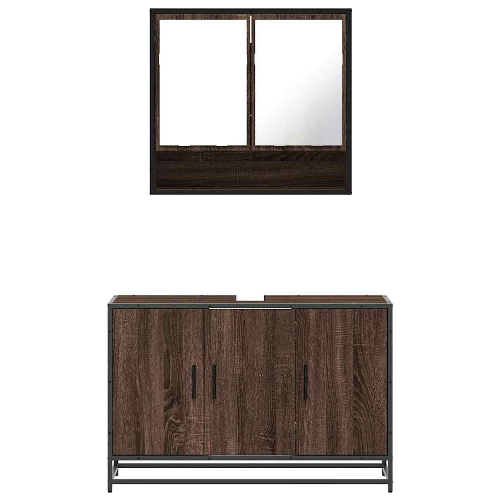 vidaXL 2-tlg. Badmöbel-Set Braun Eichen-Optik Holzwerkstoff