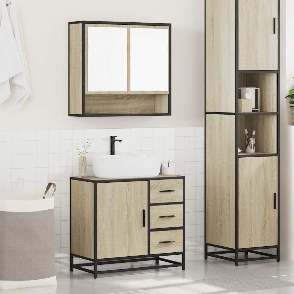 vidaXL Ensemble de meubles de salle de bain 2 pièces Aggloméré chêne Sonoma