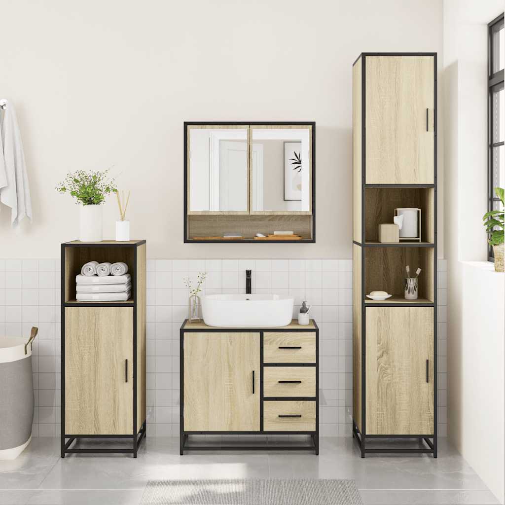 vidaXL Ensemble de meubles de salle de bain 2 pièces Aggloméré chêne Sonoma