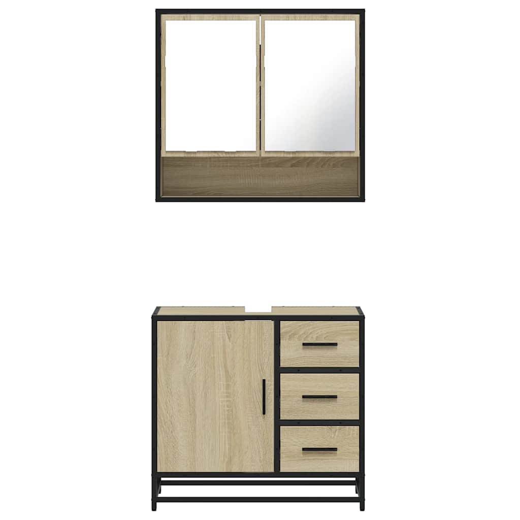 vidaXL Ensemble de meubles de salle de bain 2 pièces Aggloméré chêne Sonoma