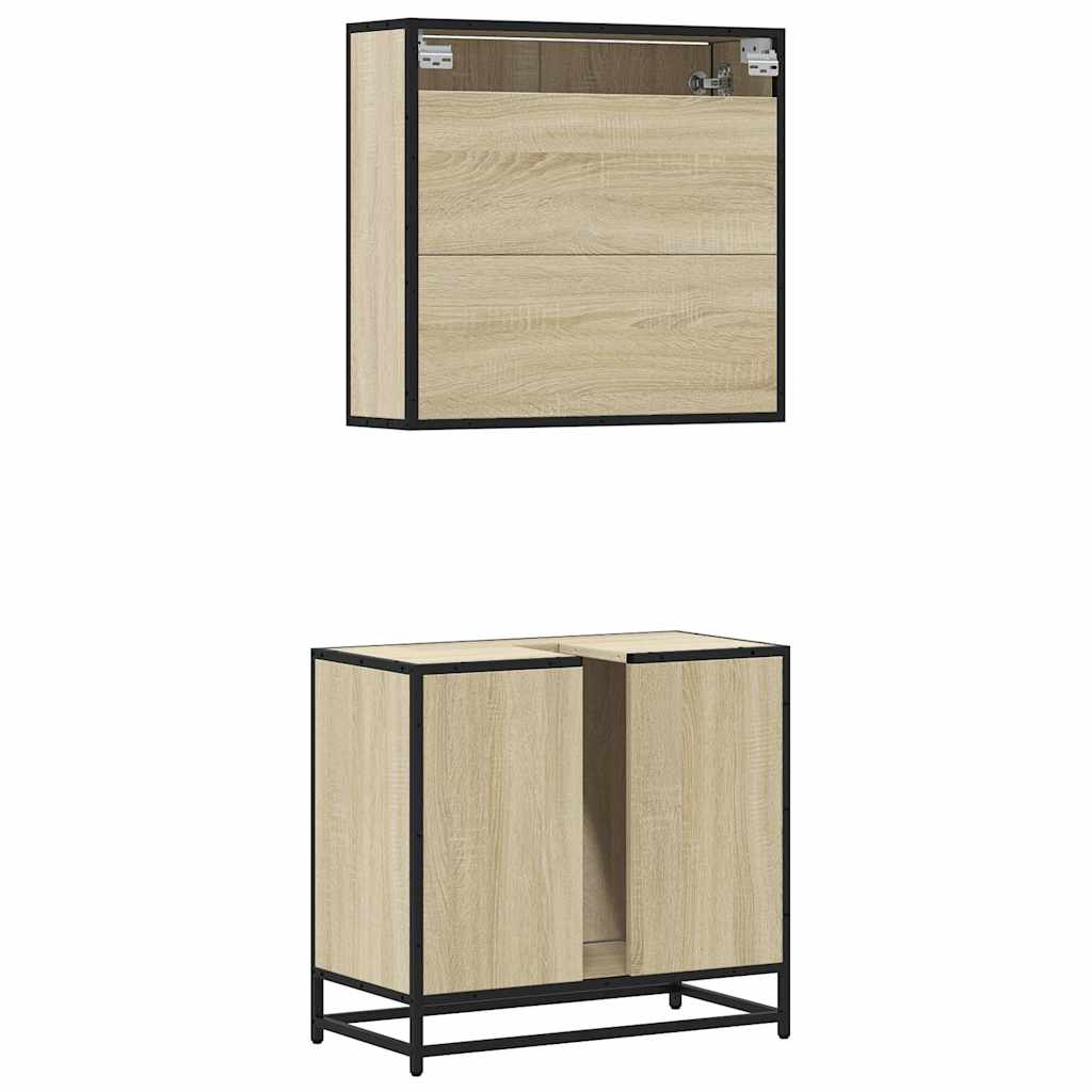 vidaXL Ensemble de meubles de salle de bain 2 pièces Aggloméré chêne Sonoma