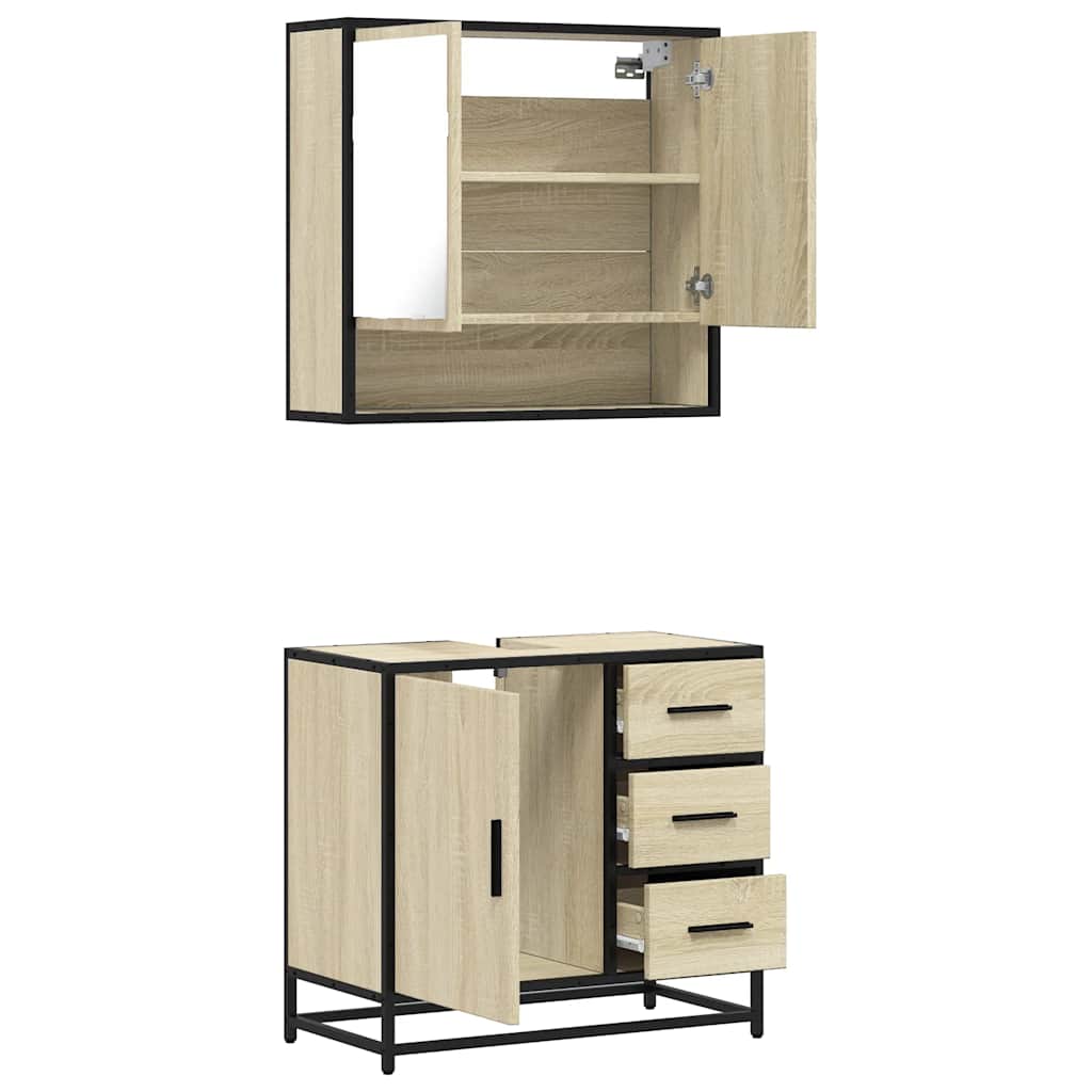 vidaXL Ensemble de meubles de salle de bain 2 pièces Aggloméré chêne Sonoma