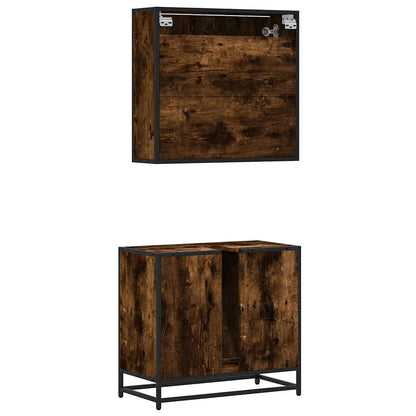 vidaXL 2-tlg. Badmöbel-Set Räuchereiche Holzwerkstoff