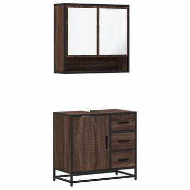 vidaXL 2-tlg. Badmöbel-Set Braun Eichen-Optik Holzwerkstoff