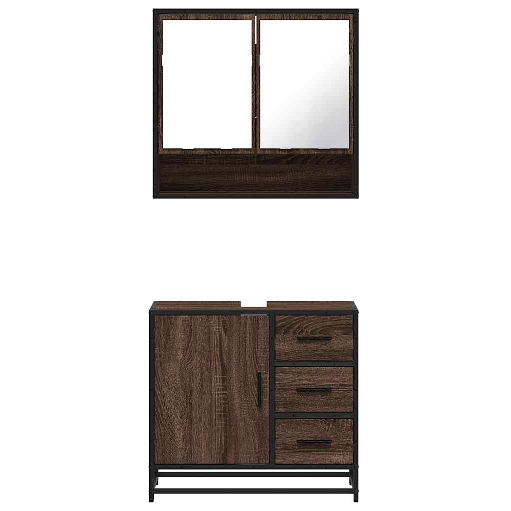 vidaXL 2-tlg. Badmöbel-Set Braun Eichen-Optik Holzwerkstoff