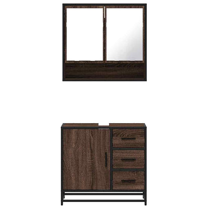 vidaXL 2-tlg. Badmöbel-Set Braun Eichen-Optik Holzwerkstoff