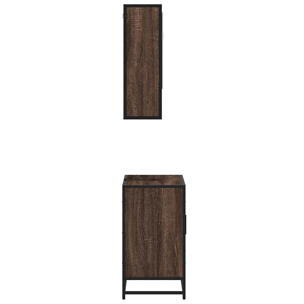 vidaXL 2-tlg. Badmöbel-Set Braun Eichen-Optik Holzwerkstoff