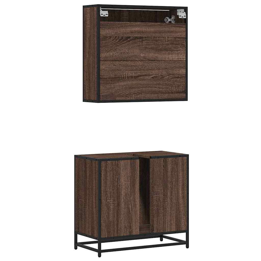 vidaXL 2-tlg. Badmöbel-Set Braun Eichen-Optik Holzwerkstoff