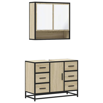 vidaXL Ensemble de meubles de salle de bain 2 pièces Aggloméré chêne Sonoma