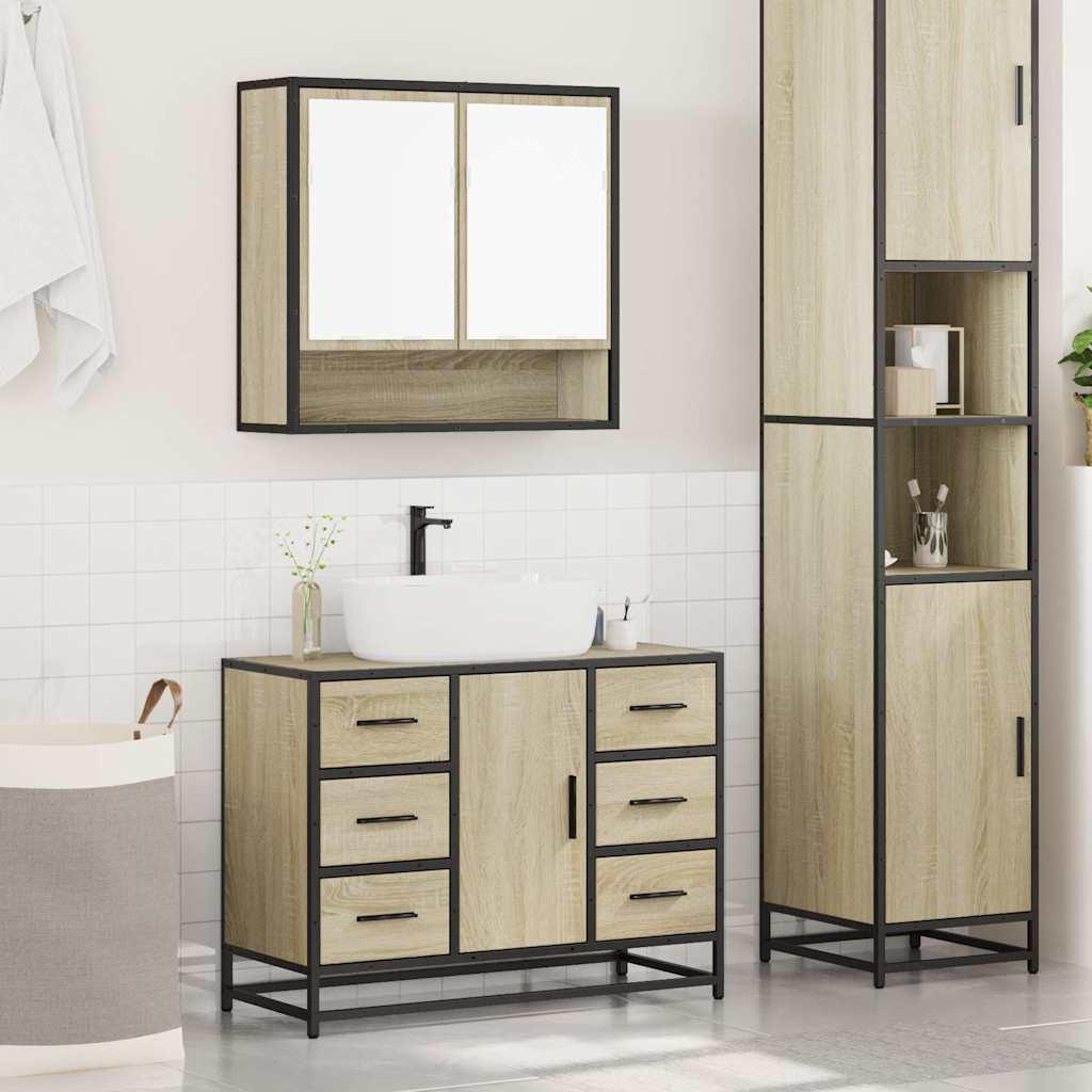 vidaXL Ensemble de meubles de salle de bain 2 pièces Aggloméré chêne Sonoma