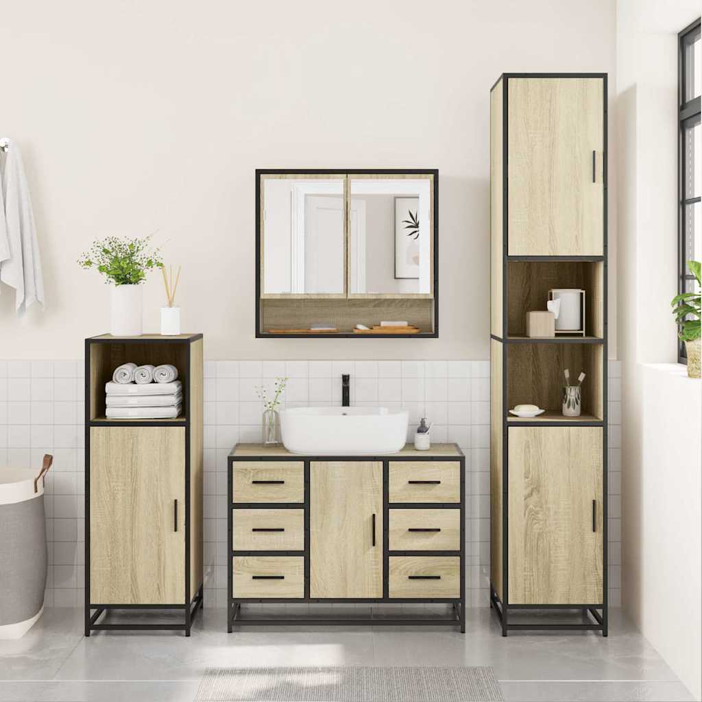 vidaXL Ensemble de meubles de salle de bain 2 pièces Aggloméré chêne Sonoma