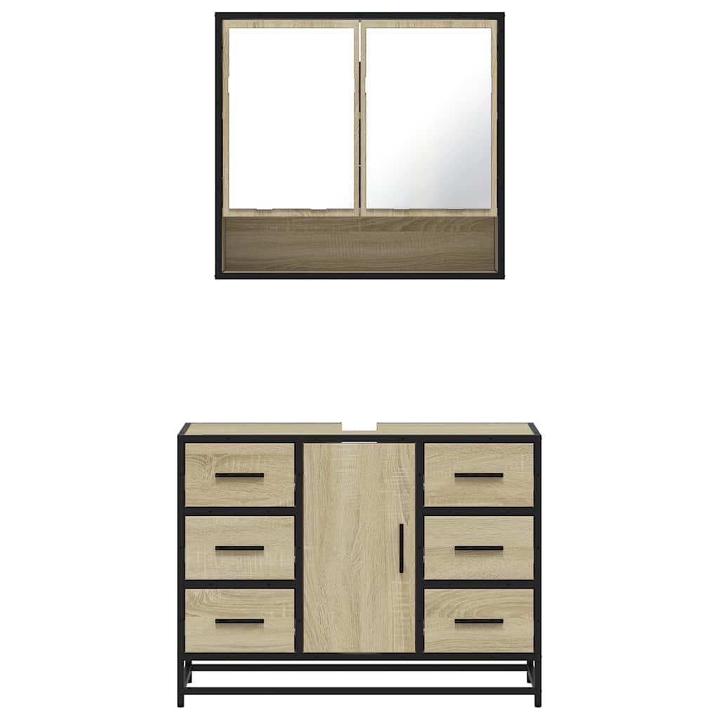 vidaXL Ensemble de meubles de salle de bain 2 pièces Aggloméré chêne Sonoma
