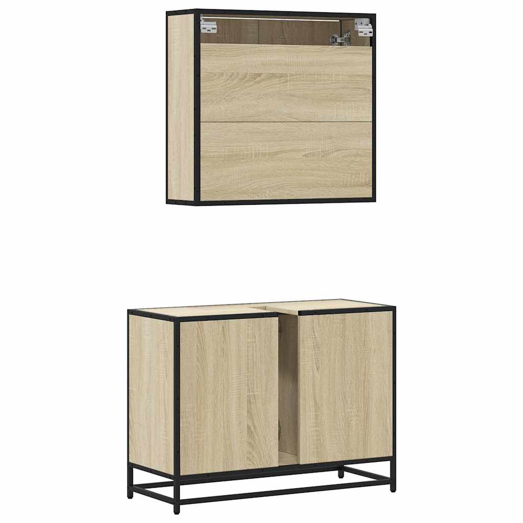 vidaXL Ensemble de meubles de salle de bain 2 pièces Aggloméré chêne Sonoma