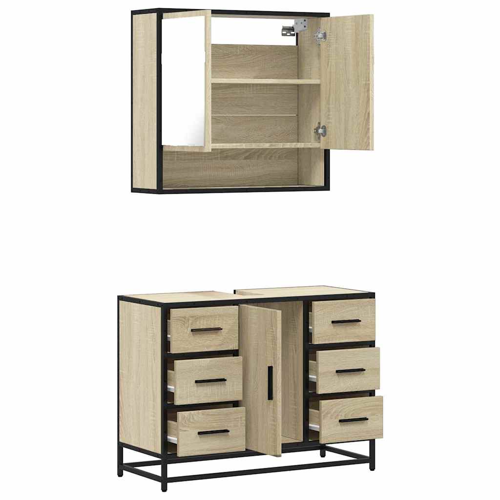 vidaXL Ensemble de meubles de salle de bain 2 pièces Aggloméré chêne Sonoma