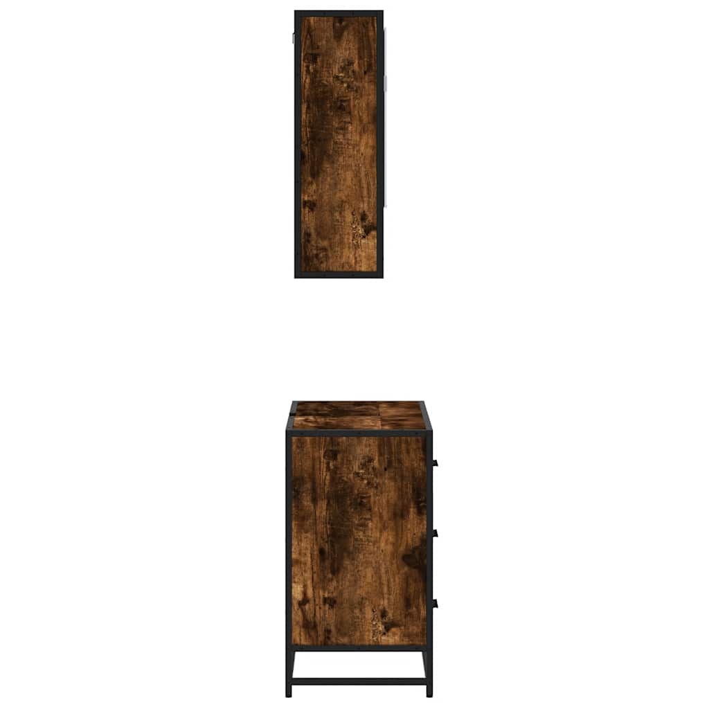 vidaXL 2-tlg. Badmöbel-Set Räuchereiche Holzwerkstoff