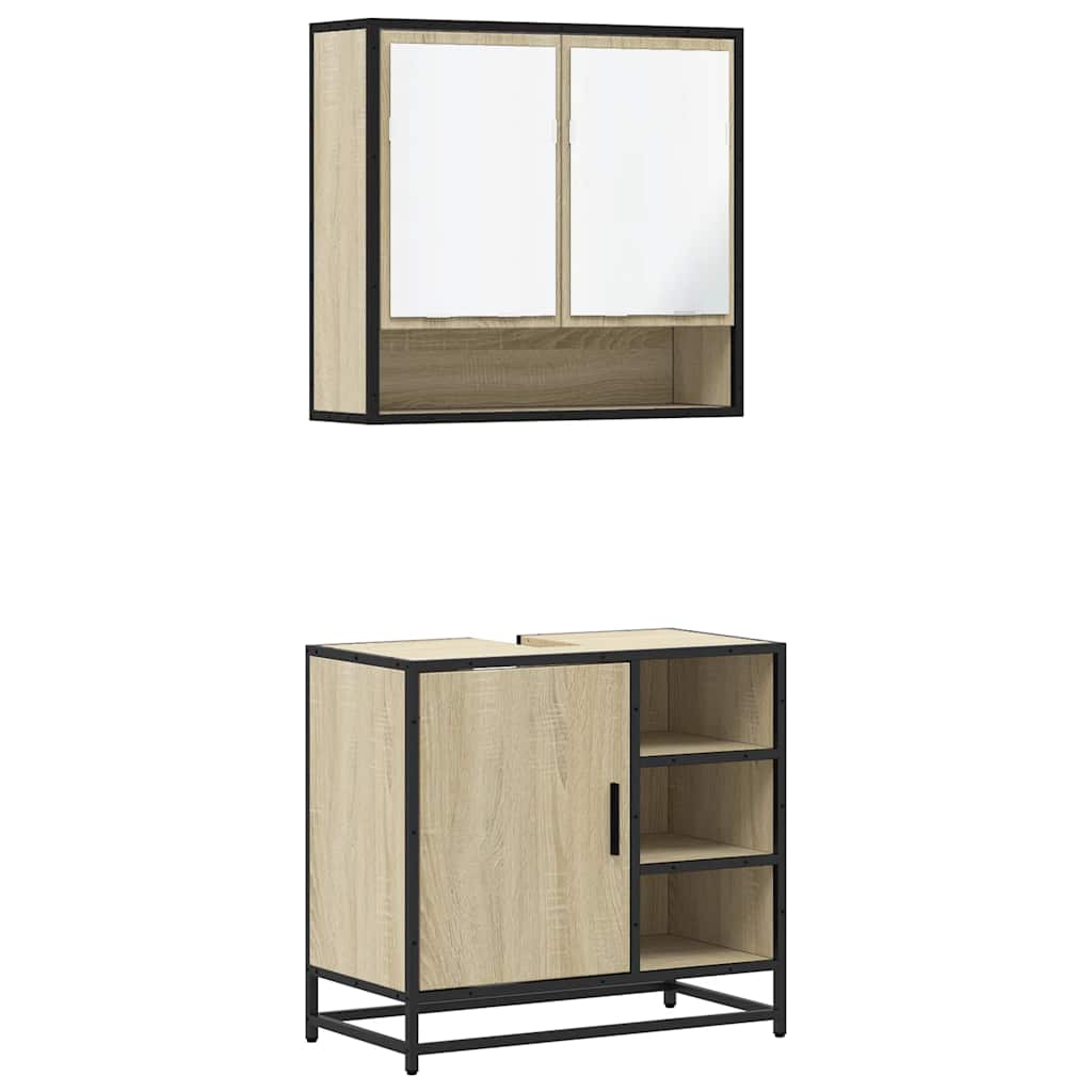 vidaXL Ensemble de meubles de salle de bain 2 pièces Aggloméré chêne Sonoma