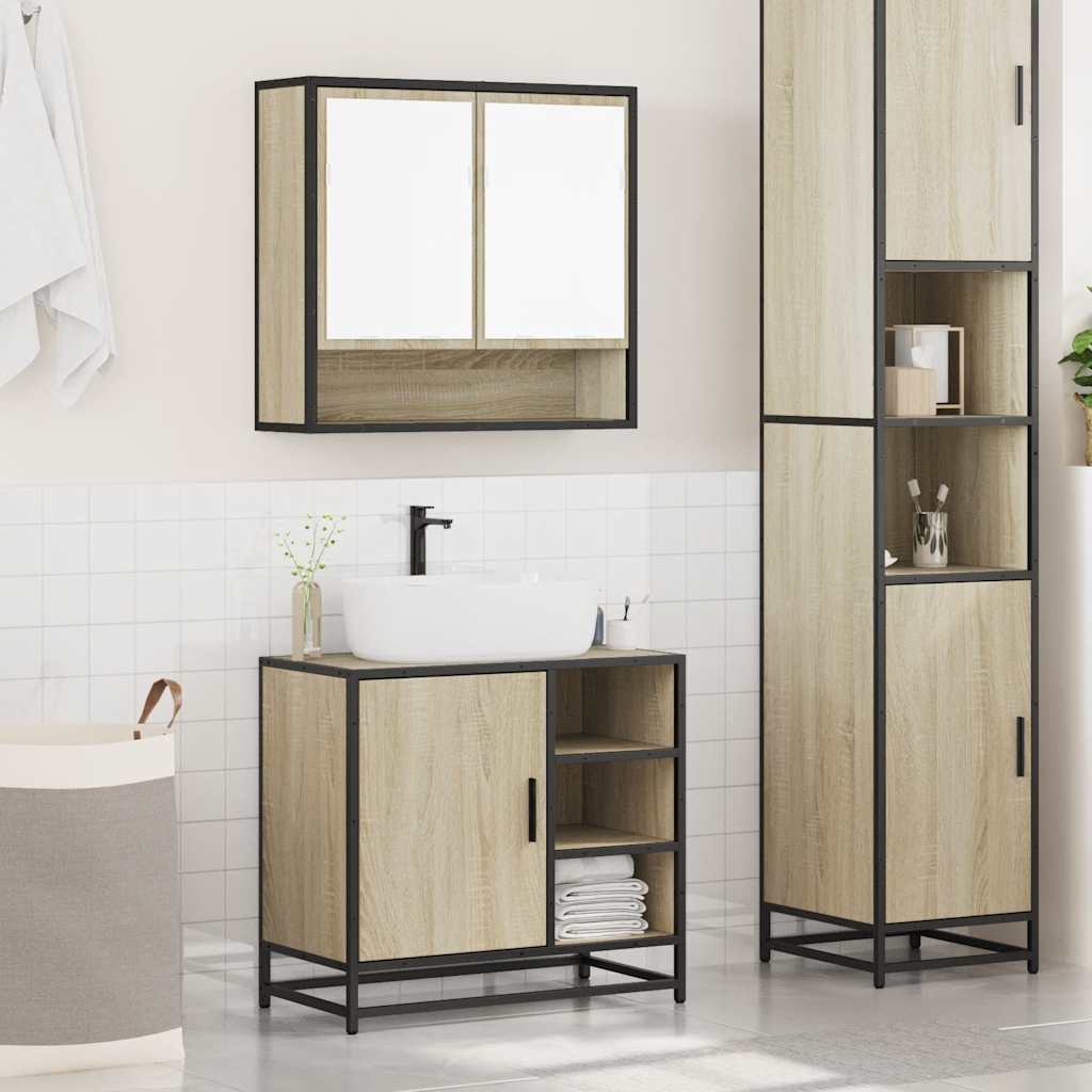 vidaXL Ensemble de meubles de salle de bain 2 pièces Aggloméré chêne Sonoma