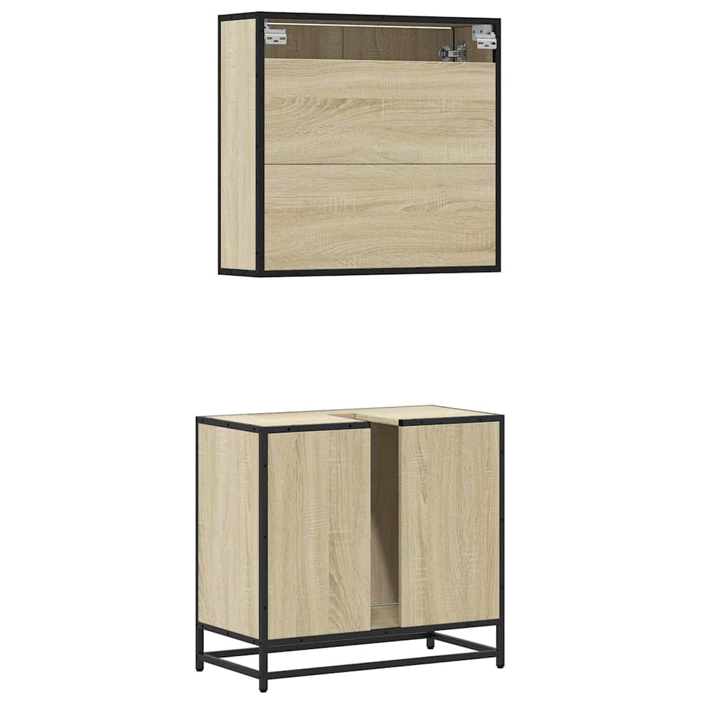 vidaXL Ensemble de meubles de salle de bain 2 pièces Aggloméré chêne Sonoma