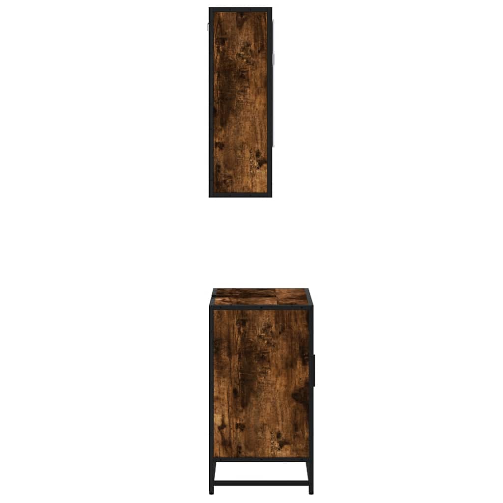 vidaXL 2-tlg. Badmöbel-Set Räuchereiche Holzwerkstoff