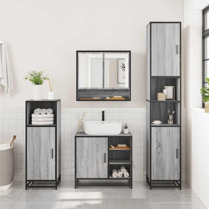 vidaXL 2-tlg. Badmöbel-Set Grau Sonoma Holzwerkstoff