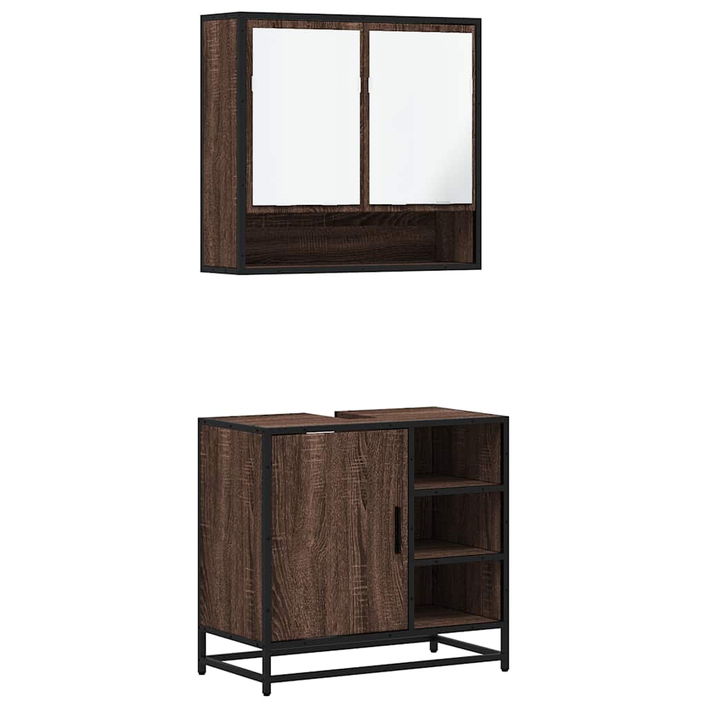 vidaXL Meuble de salle de bain 2 pcs aspect chêne marron Aggloméré